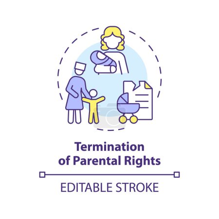 Parental rights termination multi color concept icon. Ending of child custody. Legal document. Kid protection. Round shape line illustration. Abstract idea. Graphic design. Easy to use