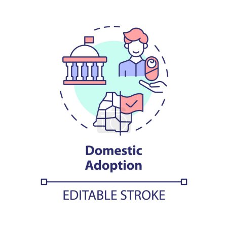 Domestic adoption multi color concept icon. Adopting newborn from home country. Legal process. Adoption agency service. Round shape line illustration. Abstract idea. Graphic design. Easy to use