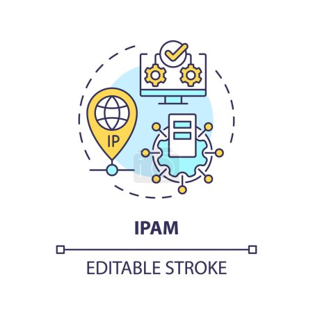 Ip management multi color concept icon. Network administration, web protocols. Internet infrastructure, data transferring. Round shape line illustration. Abstract idea. Graphic design. Easy to use