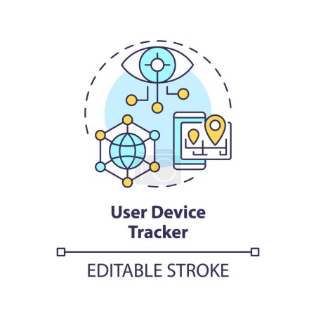 Digital tracking multi color concept icon. Device management, security protocols. Vulnerability assessment, cybersecurity. Round shape line illustration. Abstract idea. Graphic design. Easy to use