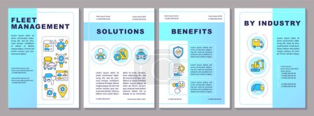 Fleet management brochure template. Vehicle maintenance. Leaflet design with linear icons. Editable 4 vector layouts for presentation, annual reports. Arial-Black, Myriad Pro-Regular fonts used