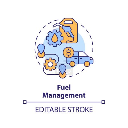 Fuel management multi color concept icon. Route optimization, efficiency control. Round shape line illustration. Abstract idea. Graphic design. Easy to use in infographic, presentation