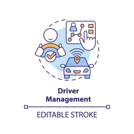 Driver management multi color concept icon. Driving qualification, efficiency increase. Round shape line illustration. Abstract idea. Graphic design. Easy to use in infographic, presentation