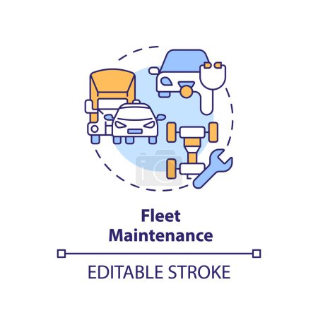 Fleet maintenance multi color concept icon. Vehicle management, inventory control. Round shape line illustration. Abstract idea. Graphic design. Easy to use in infographic, presentation