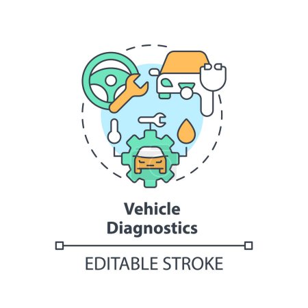 Vehicle diagnostics multi color concept icon. Car fleet management. Inventory control. Round shape line illustration. Abstract idea. Graphic design. Easy to use in infographic, presentation