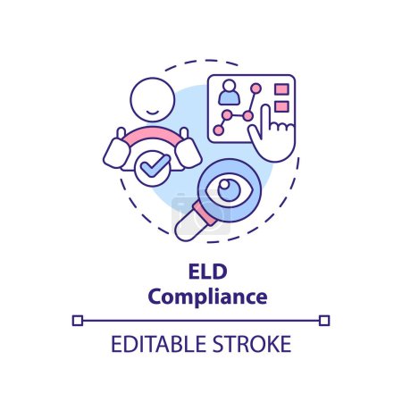 ELD compliance multi color concept icon. Onboard diagnostics system. Industry standards. Round shape line illustration. Abstract idea. Graphic design. Easy to use in infographic, presentation