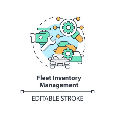 Fleet inventory management multi color concept icon. Vehicle diagnostic, efficiency control. Round shape line illustration. Abstract idea. Graphic design. Easy to use in infographic, presentation