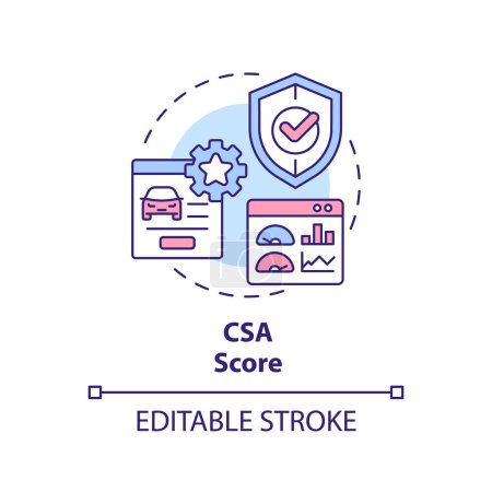 CSA score multi color concept icon. Customer service, satisfaction rating. Safety awareness metrics. Round shape line illustration. Abstract idea. Graphic design. Easy to use in infographic