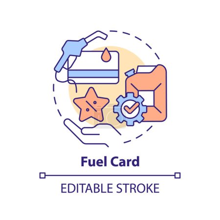 Fuel card multi color concept icon. Car fleet expenses, money saving. Expenditure control. Round shape line illustration. Abstract idea. Graphic design. Easy to use in infographic, presentation