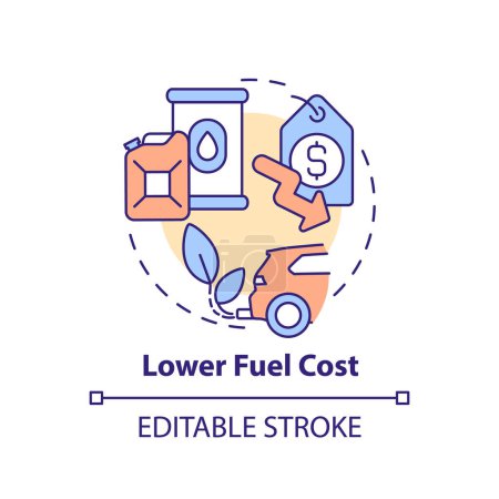 Lower fuel cost multi color concept icon. Price reduction. Fleet expenses, gas prices. Round shape line illustration. Abstract idea. Graphic design. Easy to use in infographic, presentation