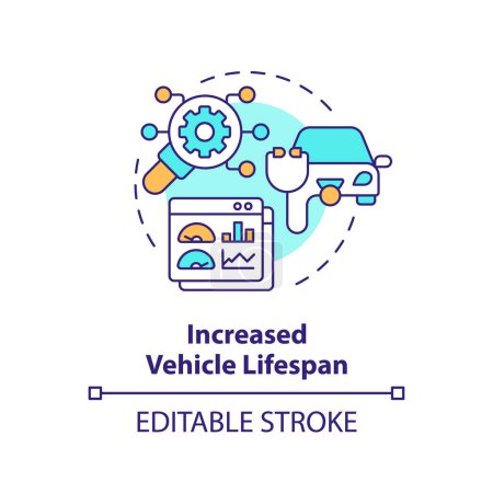 Vehicle increased lifespan multi color concept icon. Fleet management, car maintenance. Round shape line illustration. Abstract idea. Graphic design. Easy to use in infographic, presentation