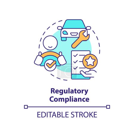 Regulatory compliance multi color concept icon. Industry standards, regulation policy. Round shape line illustration. Abstract idea. Graphic design. Easy to use in infographic, presentation