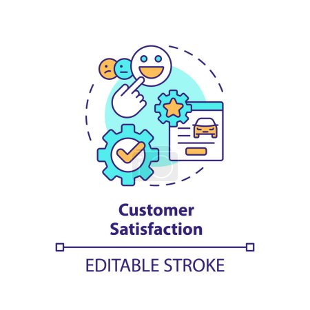 Customer satisfaction multi color concept icon. Transportation services, quality assurance. Round shape line illustration. Abstract idea. Graphic design. Easy to use in infographic, presentation