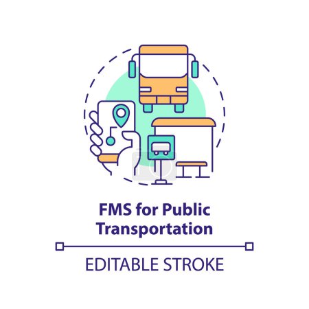 FMS for public transportation multi color concept icon. Urban mobility, city logistics. Round shape line illustration. Abstract idea. Graphic design. Easy to use in infographic, presentation