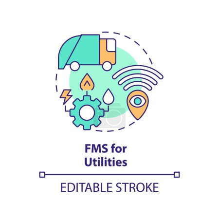 FMS for utilities multi color concept icon. Public transportation, city infrastructure. Round shape line illustration. Abstract idea. Graphic design. Easy to use in infographic, presentation