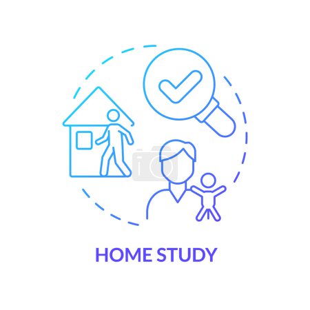 Home study blue gradient concept icon. Social worker home visit. Family assessment. Legal process of adoption. Round shape line illustration. Abstract idea. Graphic design. Easy to use