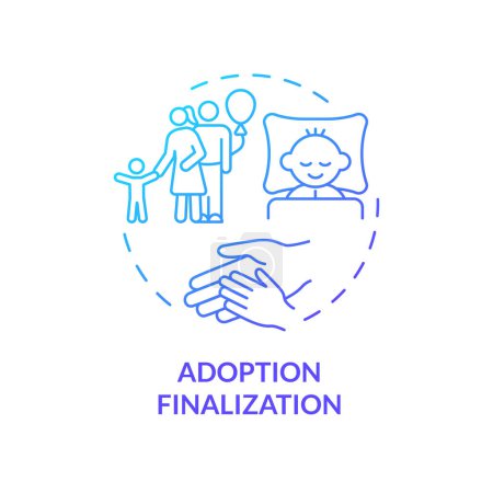 Adoption finalization blue gradient concept icon. Becoming parents. Happy family united. Getting parental rights. Round shape line illustration. Abstract idea. Graphic design. Easy to use