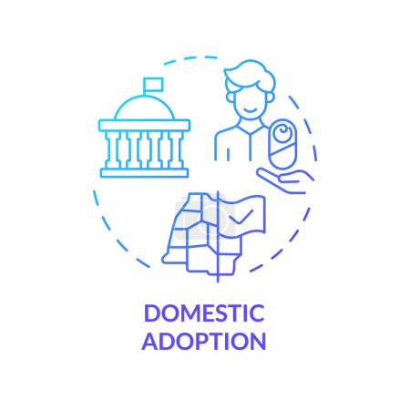 Domestic adoption blue gradient concept icon. Adopting newborn from home country. Legal process. Adoption agency service. Round shape line illustration. Abstract idea. Graphic design. Easy to use