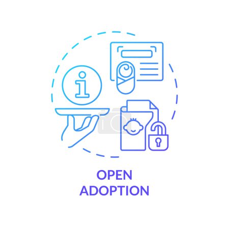 Open adoption blue gradient concept icon. Sharing personal information with biological parents. Child custody. Round shape line illustration. Abstract idea. Graphic design. Easy to use