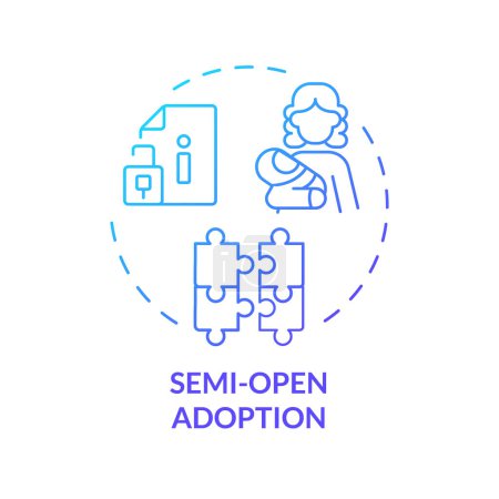 Semi open adoption blue gradient concept icon. Limited contact with biological parent. Identity protection. Child custody. Round shape line illustration. Abstract idea. Graphic design. Easy to use