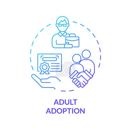 Adult adoption blue gradient concept icon. Formal procedure. Legal parent child relationship. Adoption certificate. Round shape line illustration. Abstract idea. Graphic design. Easy to use