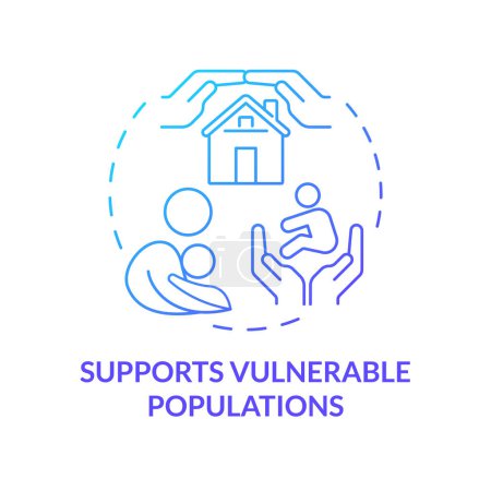 Support vulnerable populations blue gradient concept icon. Loving parent and child. Adoption benefits. Child welfare. Round shape line illustration. Abstract idea. Graphic design. Easy to use