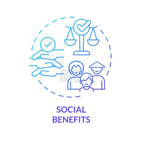 Social benefit blue gradient concept icon. Diverse family. Child adoption. Social justice. Cultural inclusion. Round shape line illustration. Abstract idea. Graphic design. Easy to use