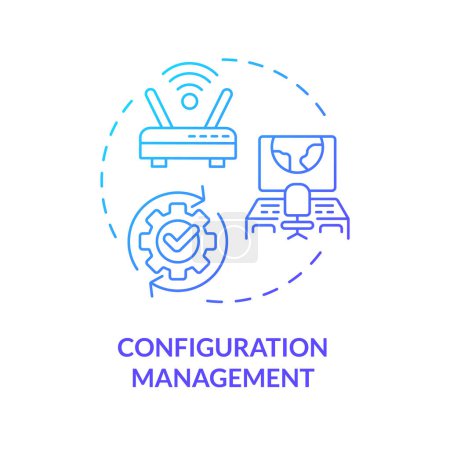 Configuration management blue gradient concept icon. Performance evaluation, monitoring tools. Server maintenance. Round shape line illustration. Abstract idea. Graphic design. Easy to use