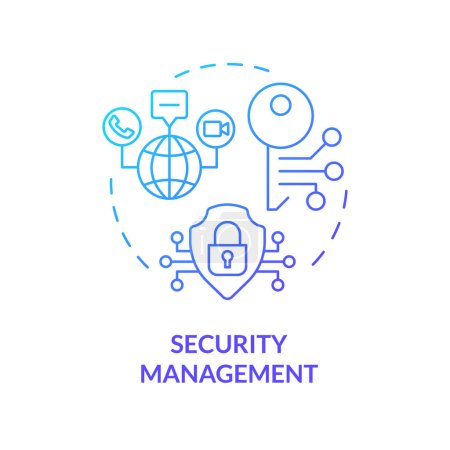 Illustration for Security management blue gradient concept icon. Internet infrastructure administration. Intrusion detection monitoring. Round shape line illustration. Abstract idea. Graphic design. Easy to use - Royalty Free Image