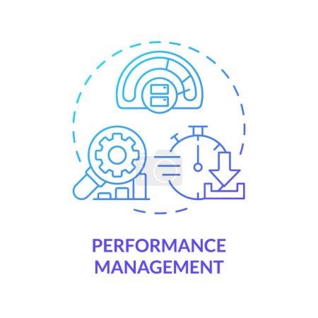 Performance management blue gradient concept icon. System analysis, process improvement. Efficiency administration. Round shape line illustration. Abstract idea. Graphic design. Easy to use