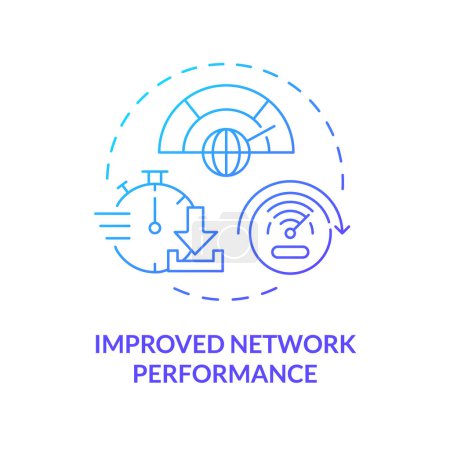 Network performance blue gradient concept icon. Internet connection monitoring. Log analyzing, process improvement. Round shape line illustration. Abstract idea. Graphic design. Easy to use