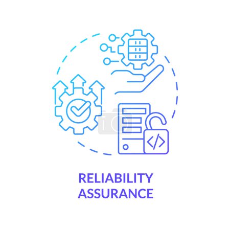 Illustration for Reliability assurance blue gradient concept icon. Quality practices, assessment management. Performance analysis, correction. Round shape line illustration. Abstract idea. Graphic design. Easy to use - Royalty Free Image