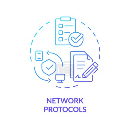 Network protocols blue gradient concept icon. System administration, data transferring. Personal privacy, cybersecurity. Round shape line illustration. Abstract idea. Graphic design. Easy to use