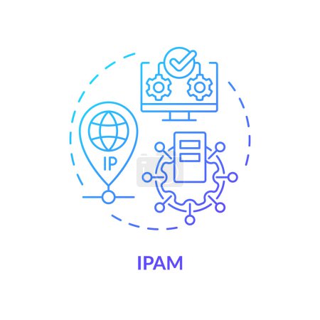 Ip management blue gradient concept icon. Network administration, web protocols. Internet infrastructure, data transferring. Round shape line illustration. Abstract idea. Graphic design. Easy to use
