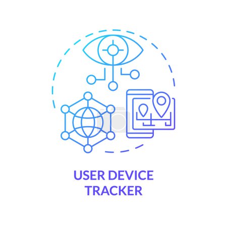 Digital tracking blue gradient concept icon. Device management, security protocols. Vulnerability assessment, cybersecurity. Round shape line illustration. Abstract idea. Graphic design. Easy to use