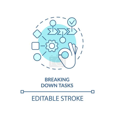 Illustration for Breaking down tasks soft blue concept icon. Focus control. Round shape line illustration. Abstract idea. Graphic design. Easy to use in infographic, promotional material, article, blog post - Royalty Free Image