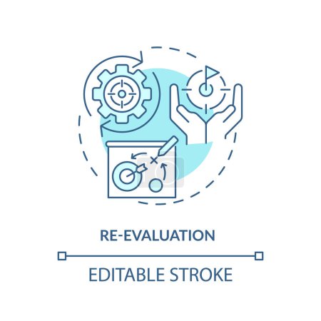 Performance evaluation soft blue concept icon. Resource control. Round shape line illustration. Abstract idea. Graphic design. Easy to use in infographic, promotional material, article, blog post