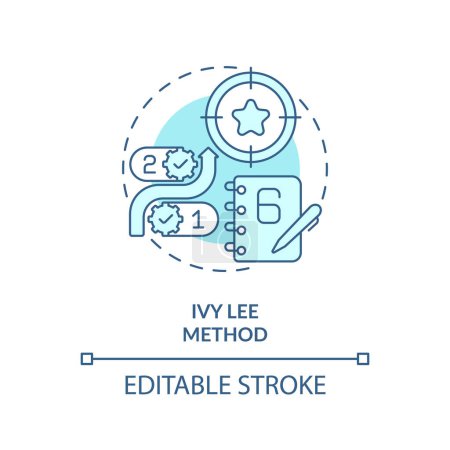 Ivy Lee method soft blue concept icon. Time management. Round shape line illustration. Abstract idea. Graphic design. Easy to use in infographic, promotional material, article, blog post