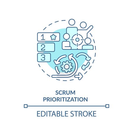 Scrum prioritization soft blue concept icon. Teamwork organization. Round shape line illustration. Abstract idea. Graphic design. Easy to use in infographic, promotional material, article, blog post