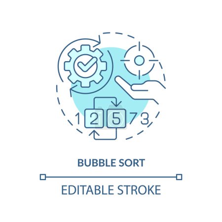 Méthode de tri des bulles icône concept bleu doux. Gestion des tâches. Illustration de forme ronde. Idée abstraite. Conception graphique. Facile à utiliser dans l'infographie, matériel promotionnel, article, billet de blog