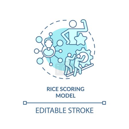 RICE scoring model soft blue concept icon. Teamwork organization. Round shape line illustration. Abstract idea. Graphic design. Easy to use in infographic, promotional material, article, blog post