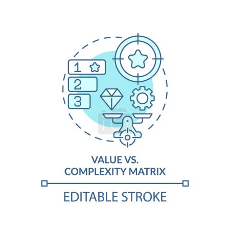 Value vs complexity soft blue concept icon. Project management. Round shape line illustration. Abstract idea. Graphic design. Easy to use in infographic, promotional material, article, blog post