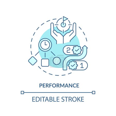Performance soft blue concept icon. Productivity improvement. Round shape line illustration. Abstract idea. Graphic design. Easy to use in infographic, promotional material, article, blog post