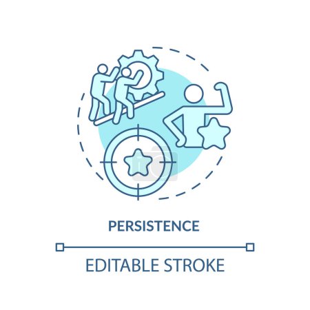 Persistence soft blue concept icon. Goal achieving. Teamwork organization. Round shape line illustration. Abstract idea. Graphic design. Easy to use in infographic, promotional material, article