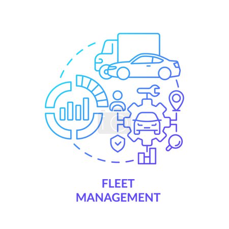 Fleet management blue gradient concept icon. Vehicle maintenance. Operational efficiency. Round shape line illustration. Abstract idea. Graphic design. Easy to use in infographic, presentation