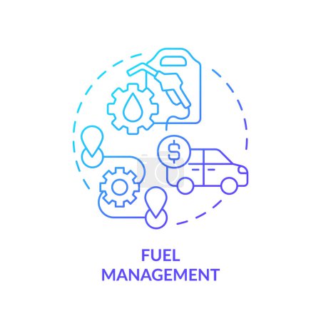 Icône concept de dégradé bleu de gestion du carburant. Optimisation des routes, contrôle de l'efficacité. Illustration de forme ronde. Idée abstraite. Conception graphique. Facile à utiliser en infographie, présentation