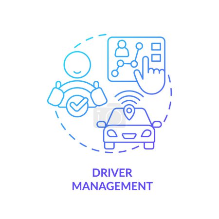 Driver management blue gradient concept icon. Driving qualification, efficiency increase. Round shape line illustration. Abstract idea. Graphic design. Easy to use in infographic, presentation
