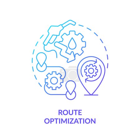 Illustration for Route optimization blue gradient concept icon. Operational costs reduce. Fuel consumption management. Round shape line illustration. Abstract idea. Graphic design. Easy to use in infographic - Royalty Free Image