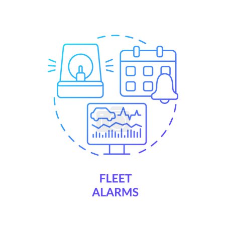 Fleet alarms blue gradient concept icon. Safety awareness, customer service. Car monitoring. Round shape line illustration. Abstract idea. Graphic design. Easy to use in infographic, presentation