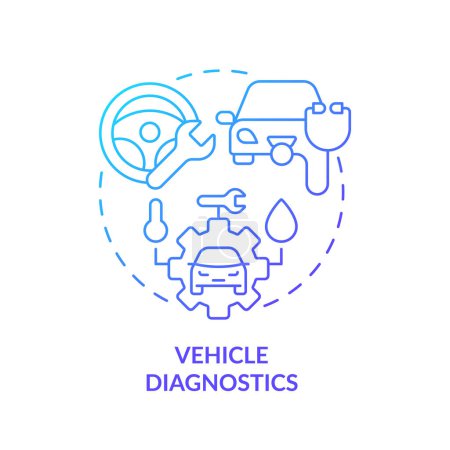 Vehicle diagnostics blue gradient concept icon. Car fleet management. Inventory control. Round shape line illustration. Abstract idea. Graphic design. Easy to use in infographic, presentation